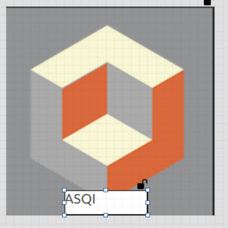 FT Optix canvas showing label now visible in front of icon after correcting Z-order in the project tree