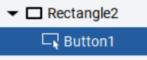 FT Optix canvas showing a button nested inside a rectangle before anchor settings are configured