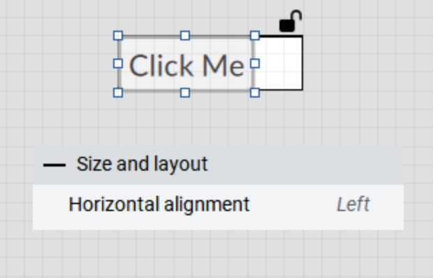 FT Optix property panel showing Left and Right anchor options for a button nested in a rectangle